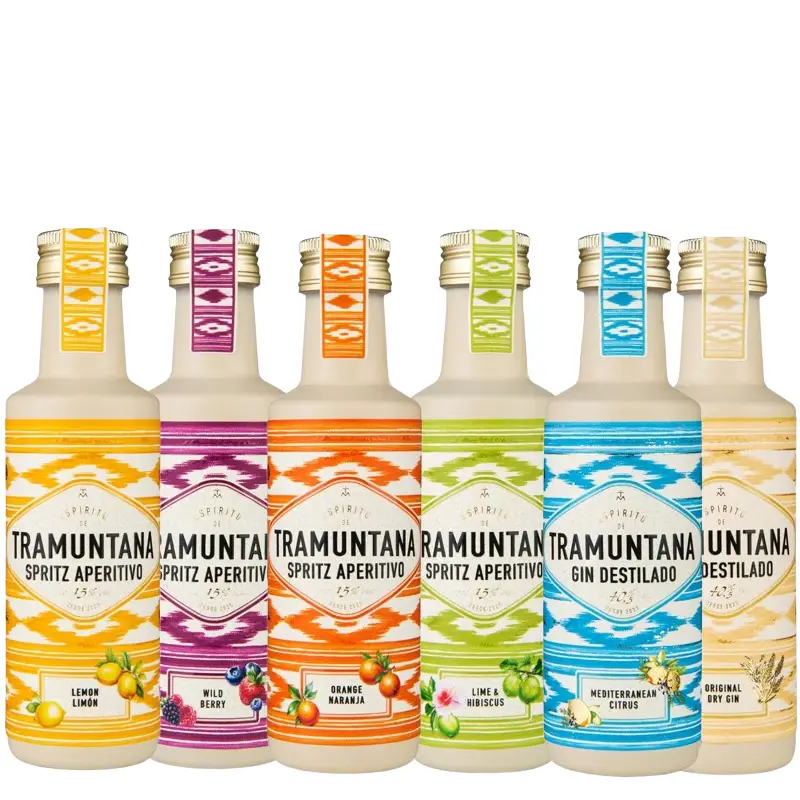 Tramuntana-100ml-Variation Tramuntana Spritz Aperitivo und Gin Miniatur Tasting x 0,1 L 15 % Vol. / 40,5 % Vol. – Bild 1
